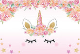 Pink Unicorn Patterned With Flower Star For Baby Show Backdrop Shopbackdrop